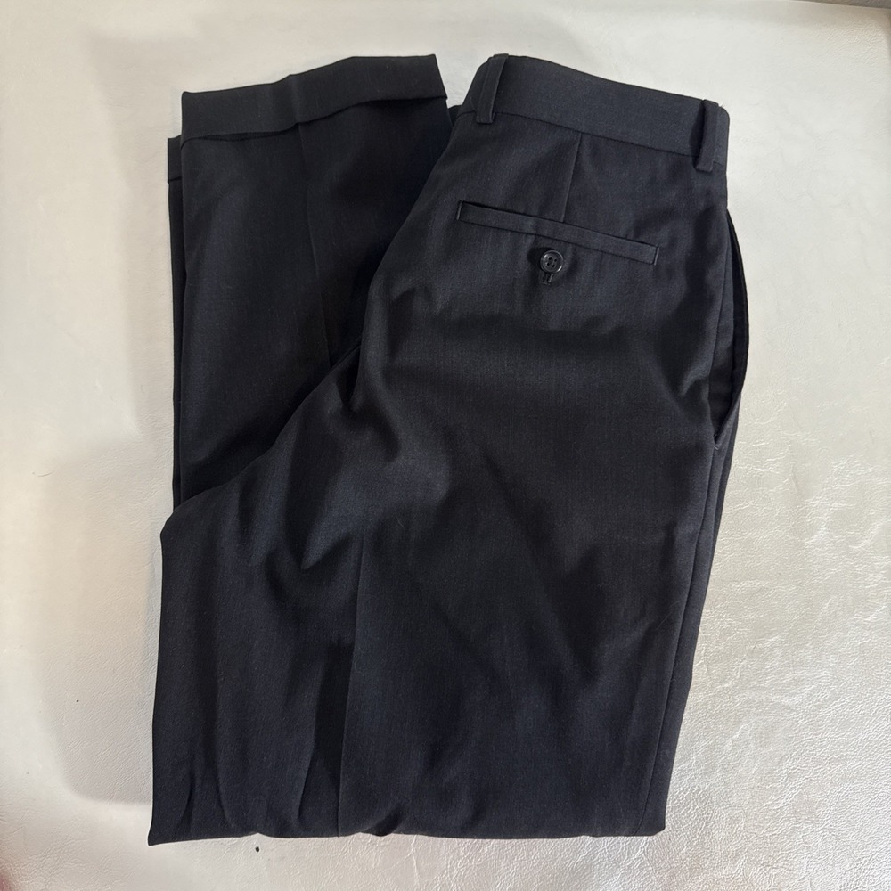 Pronto Uomo 34x30 Black Wool Flat Front Straight Dress Mens Pants Slacks